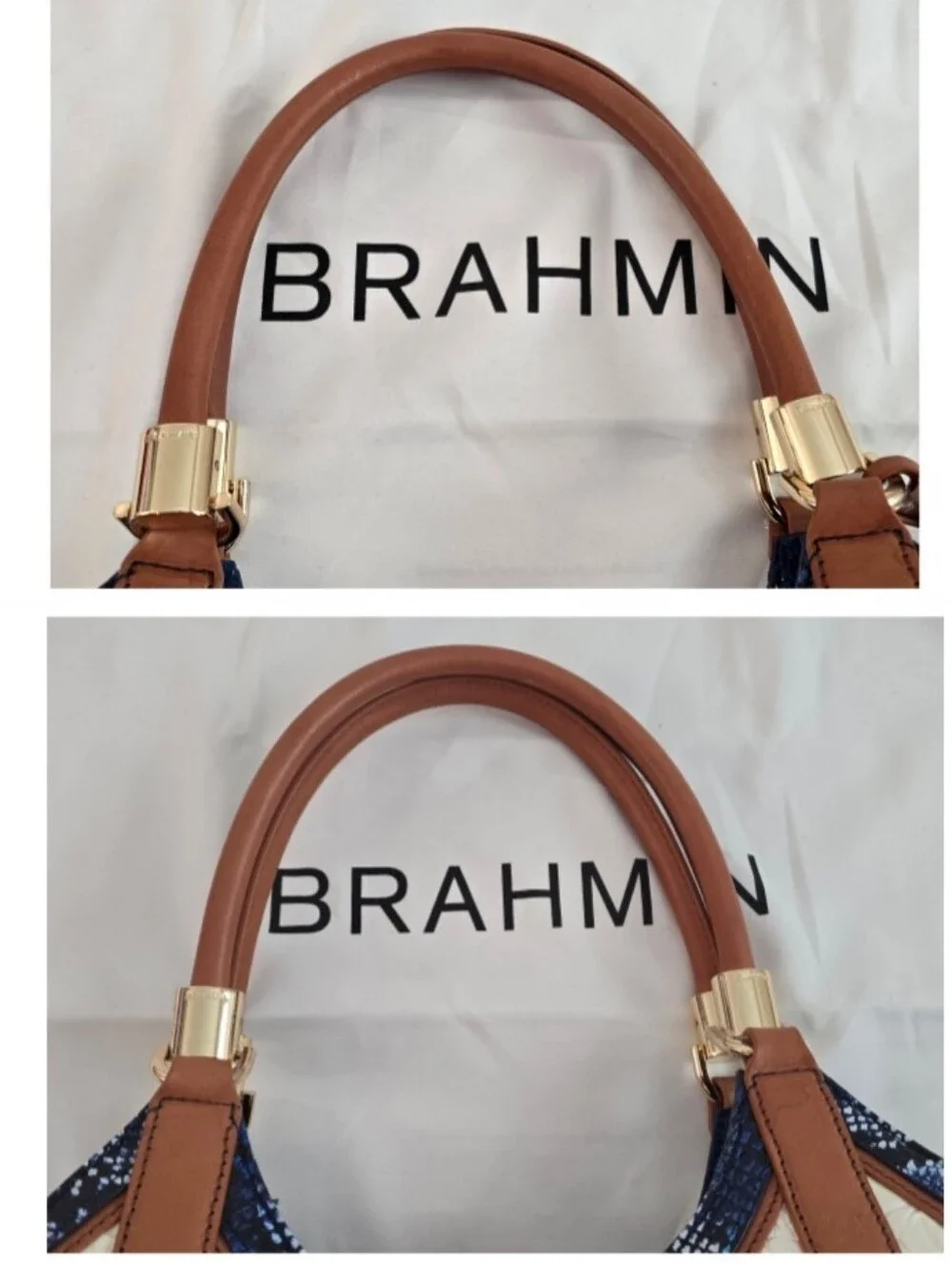 Brahmin Milk, Atlantica Blue & Tan Croc-Embossed Leather Satchel with Wallet
